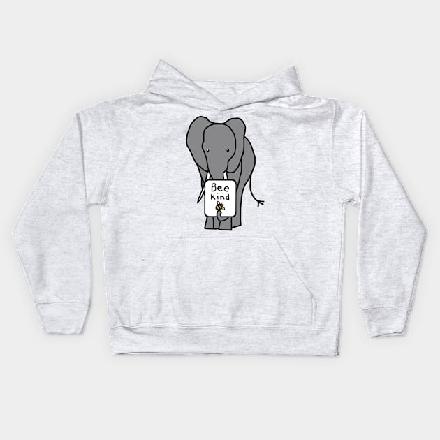 Gray Elephant says Bee Kind Kids Hoodie by ellenhenryart